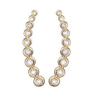 Christina Collect Gold-plated Topaz Snow Ball Earring with 18 glittering white Topaz on row, model 672-G09